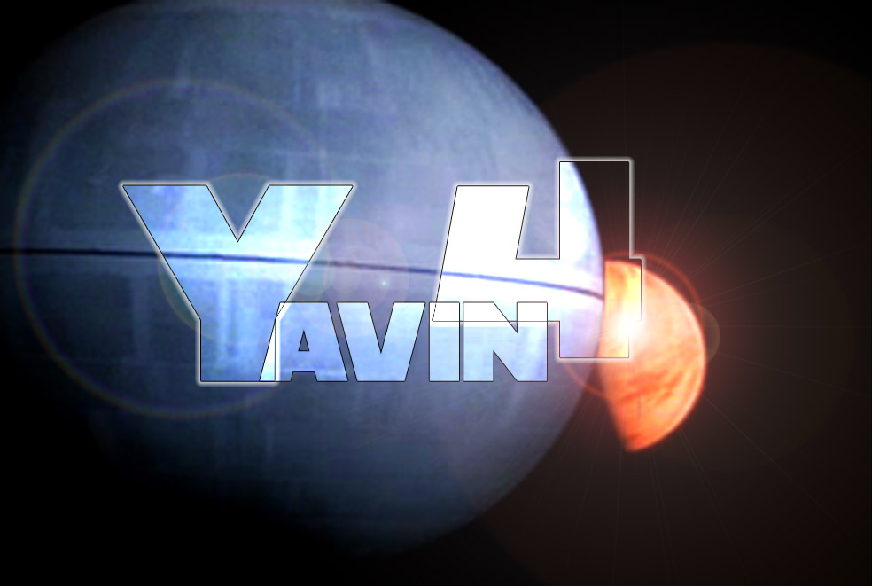 Logo a colori con pianeta di Yavin 4 